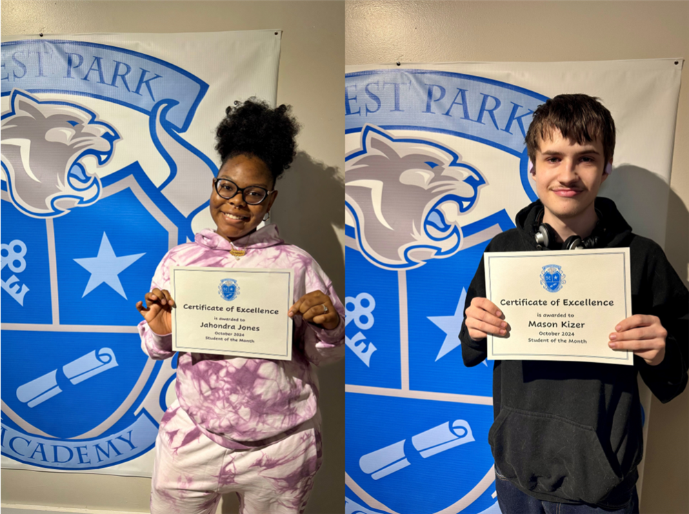   October Students of the Month, Jahondra and Mason.